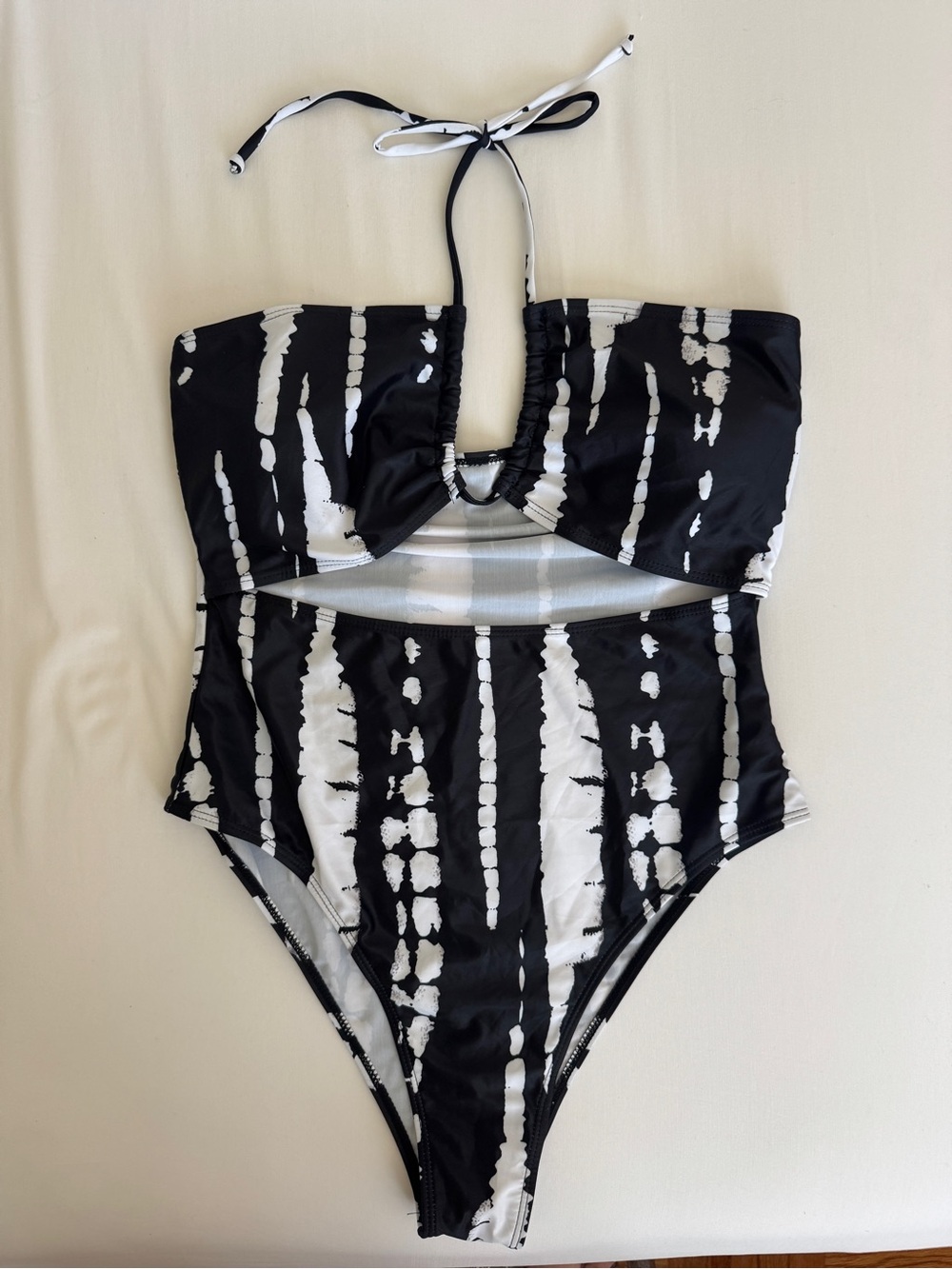 Shein womens tye die swimsuit in black and white size XL NWOT
